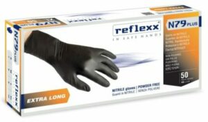 Guanti Nitrile Neri senza Polvere Reflexx N79 Plus DPI III DM I 7,7 Gr 50 Pz