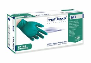 Guanti Nitrile Verdi Senza Polvere Reflexx 68 DPI III DM I 6 Gr 100 Pz