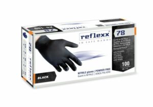 Guanti Nitrile Neri senza Polvere Reflexx 78 DPI III DM I 4 Gr 100 Pz