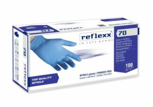 Guanti Nitrile Blu senza Polvere Reflexx 70 DPI III DM I 4,9 Gr 100 Pz