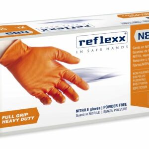 Guanti Nitrile Arancio Senza Polvere Full Grip Reflexx N85 DPI III 8,4 Gr 50 Pz